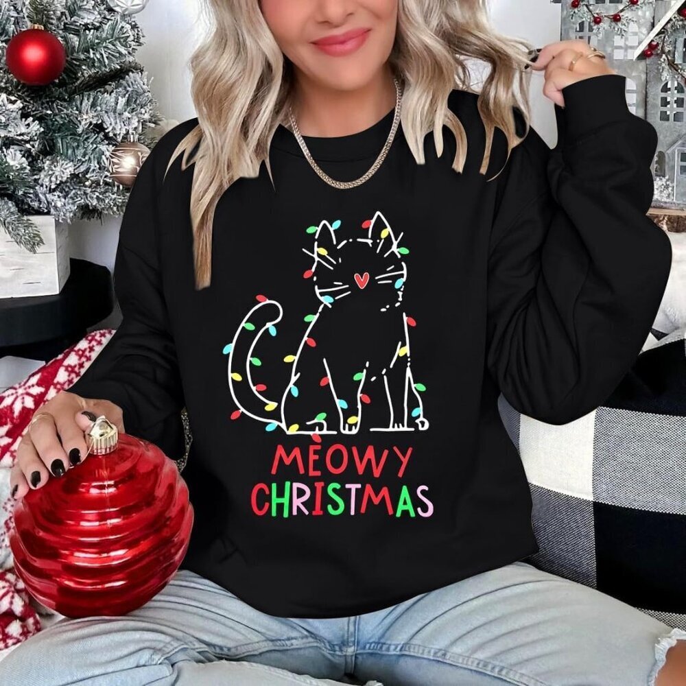 Christmas Sweatshirt Women Cotton Polyester Spandex Cozy Casual Holiday - Picture 4 of 6